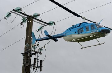 Survol en hélicoptère du réseau électrique de la commune par ENEDIS